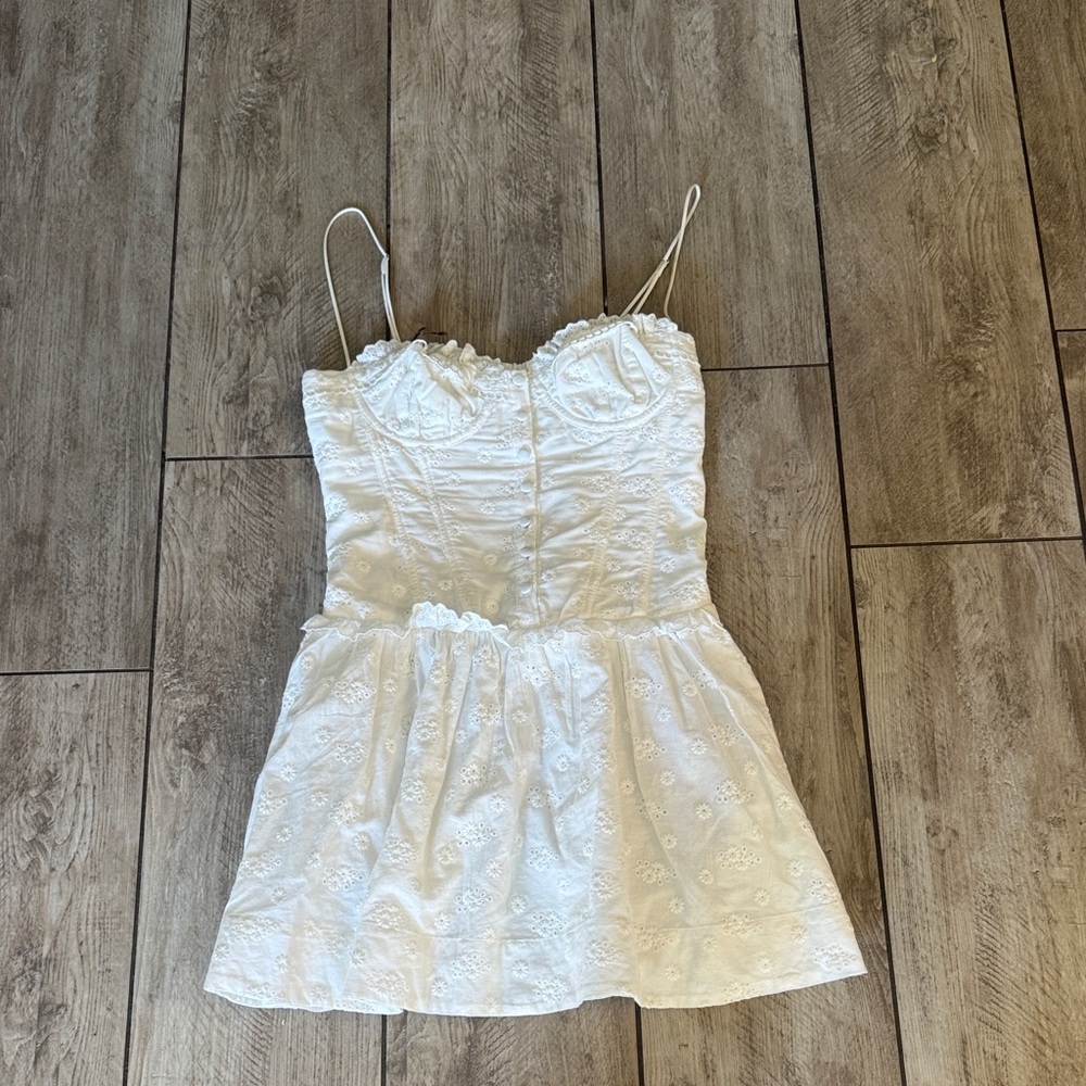 For love and lemons White eyelet floral corset Mini Dress size small